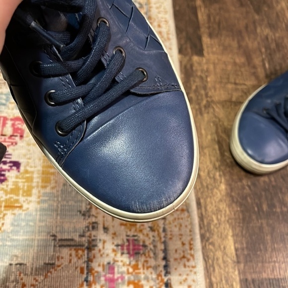 ECCO Soft 7 Woven Navy Blue Leather Sneakers Extra Width Size 9 - Picture 3 of 13